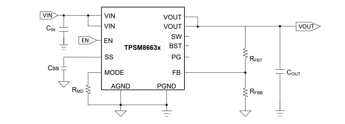 原理图 - Texas Instruments TPSM8663x同步降压电源模块
