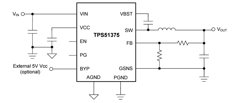 原理图 - Texas Instruments TPS51375同步降压转换器