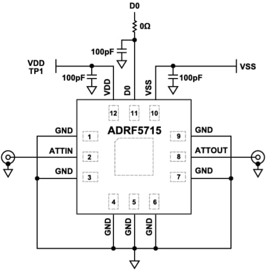 应用电路图 - Analog Devices Inc. ADRF5715硅数字衰减器