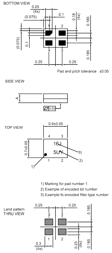 Mechanical Drawing - Qualcomm RF360 B7544 SAW Filter