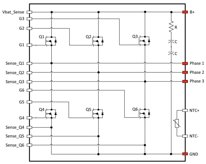 原理图 - onsemi NXV10Vx三相汽车用功率MOSFET模块