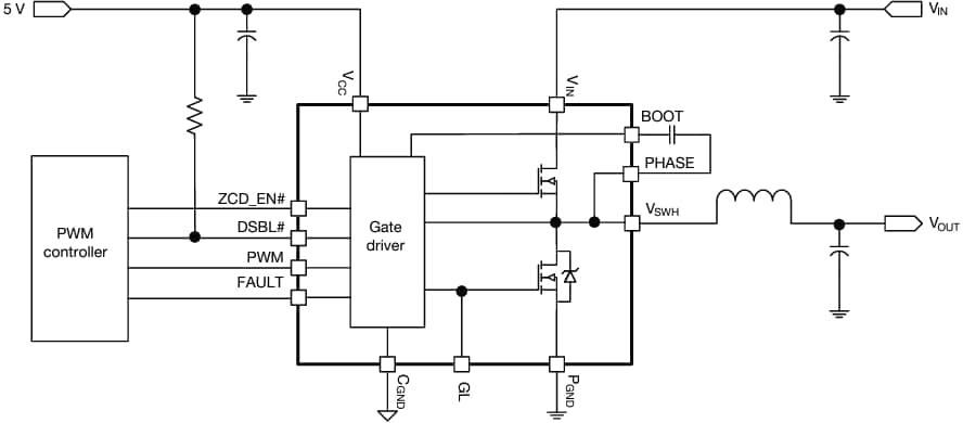 应用电路图 - Vishay Semiconductors SiC674 55A VRPower®集成功率级