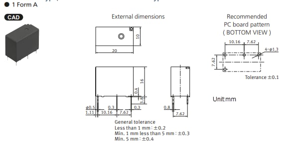 机械图纸 - Panasonic Industrial Devices LQ系列通用功率继电器