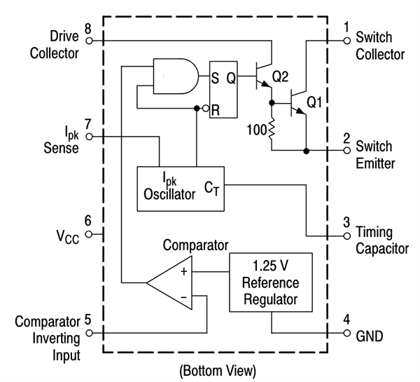 原理图 - onsemi MC3x063A单片反相稳压器