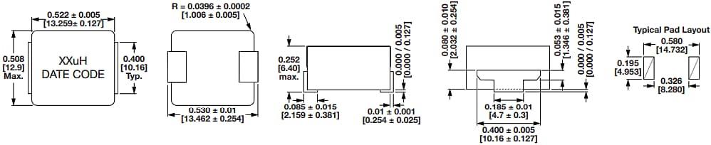 机械图纸 - Vishay / Dale IHLP-5050FD-AP IHLP-5050FD-0P电感器