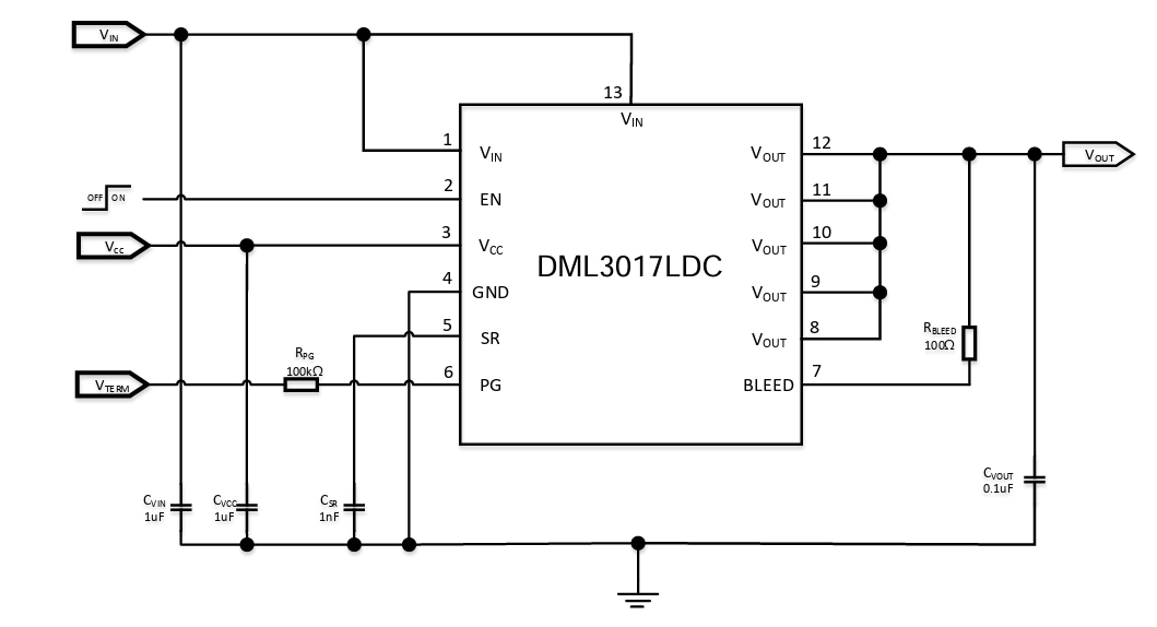 应用电路图 - Diodes Incorporated DML3017LDC单通道智能负载开关