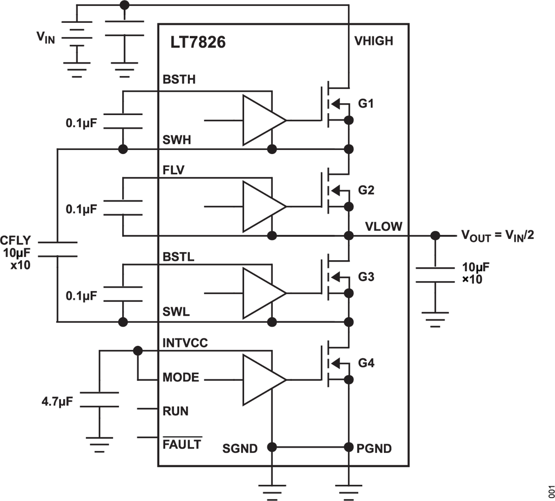 应用电路图 - Analog Devices Inc. LT7826集成单片DC-DC转换器