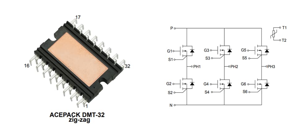 应用电路图 - STMicroelectronics M2P45M12W2-1LA 汽车电源模块