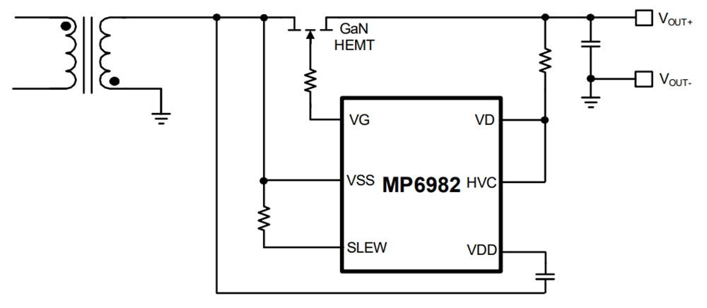 Application Circuit Diagram - Monolithic Power Systems (MPS) MP6982 Fast Turn-Off Intelligent Rectifier
