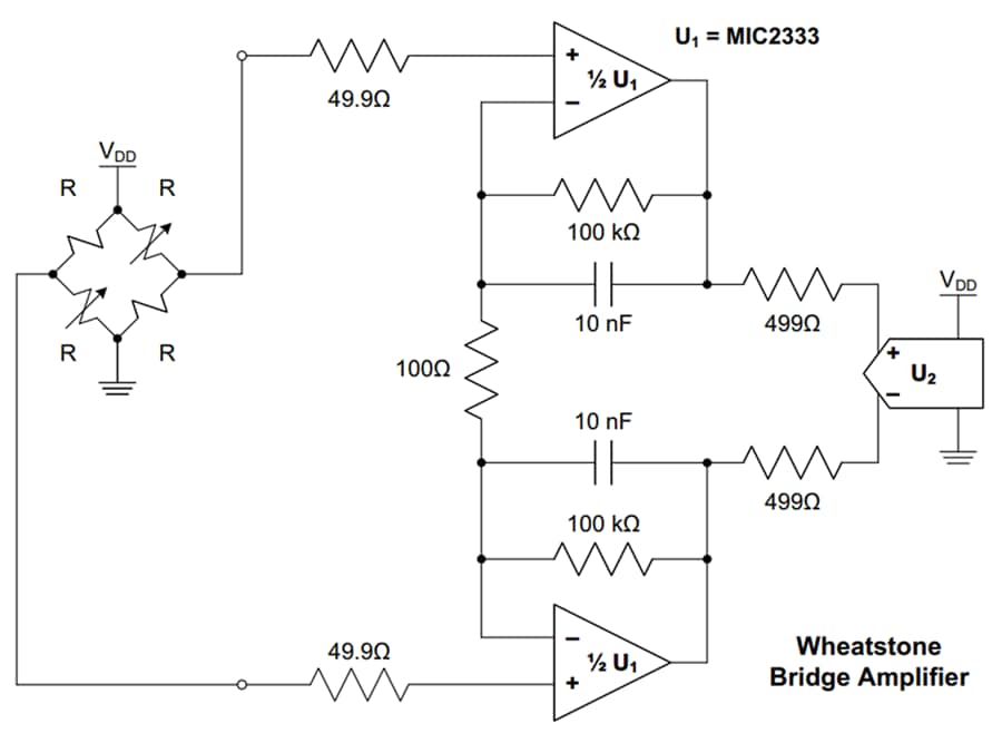 应用电路图 - Microchip Technology MIC333/MIC2333零点漂移运算放大器