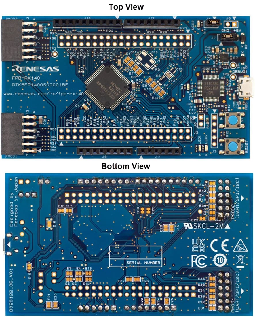 机械图纸 - Renesas Electronics RTK5FP1400S00001BE用于RX140 MCU的快速原型板
