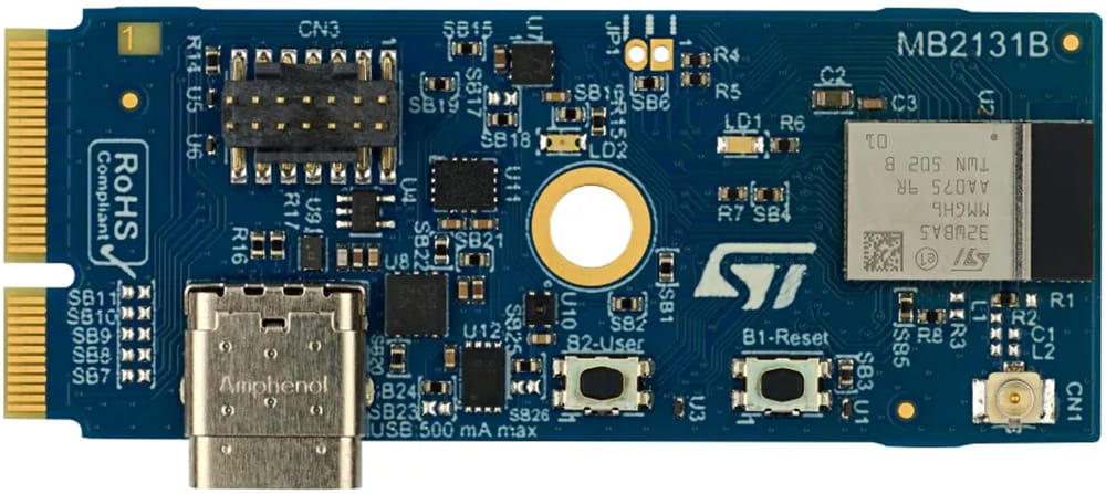 机械图纸 - STMicroelectronics B-WBA5M-WPAN STM32WBA连接性扩展板