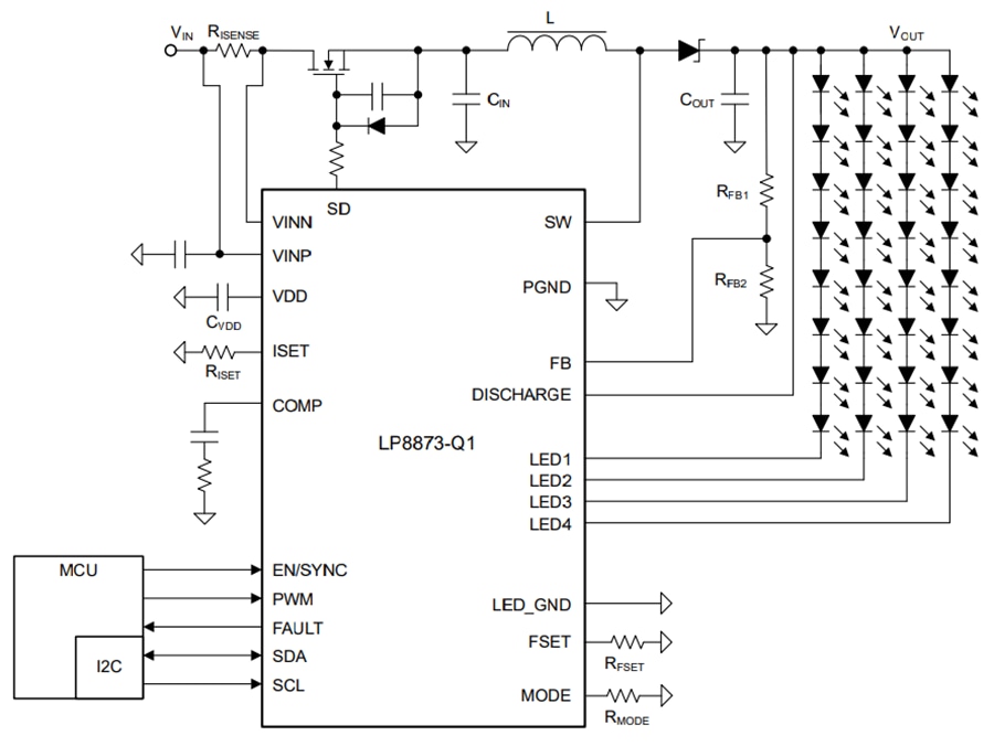 原理图 - Texas Instruments LP8873-Q1 LED背光驱动器