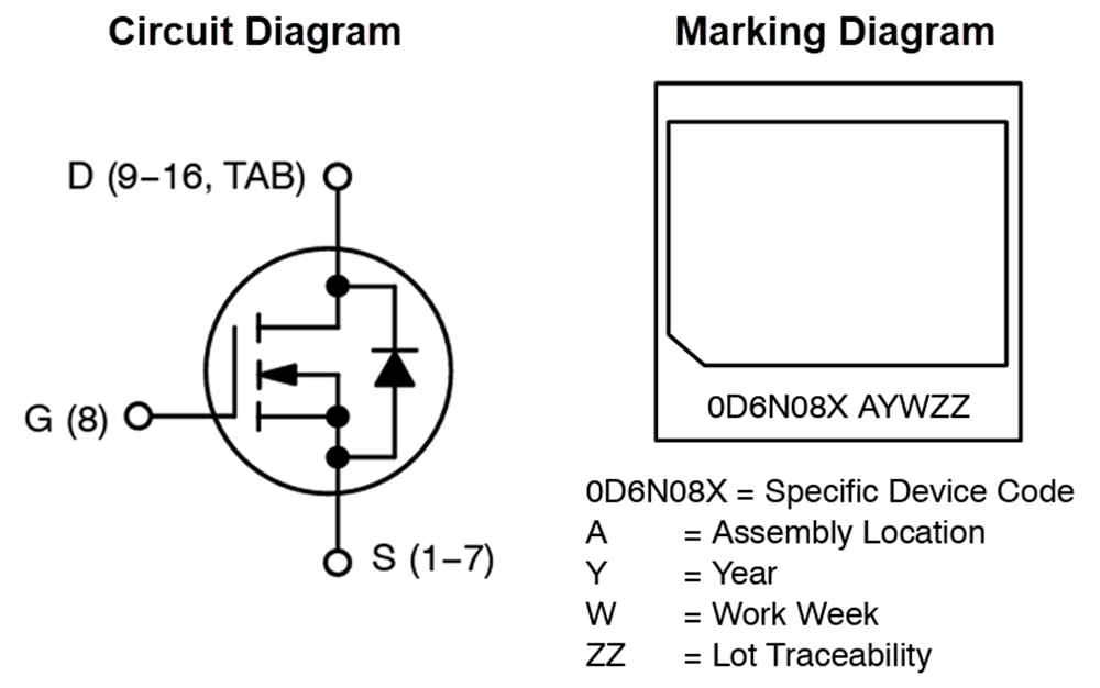 原理图 - onsemi NVBYST0D6N08X 80 V N沟道功率MOSFET