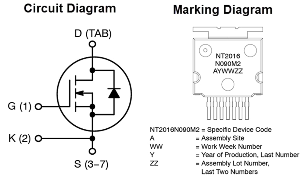 原理图 - onsemi NVT201xN0 M2 SiC N沟道MOSFET