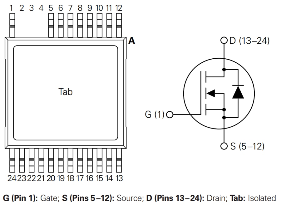 原理图 - IXYS Integrated Circuits MMIX1T500N20X4 200V X4-Class 功率MOSFET