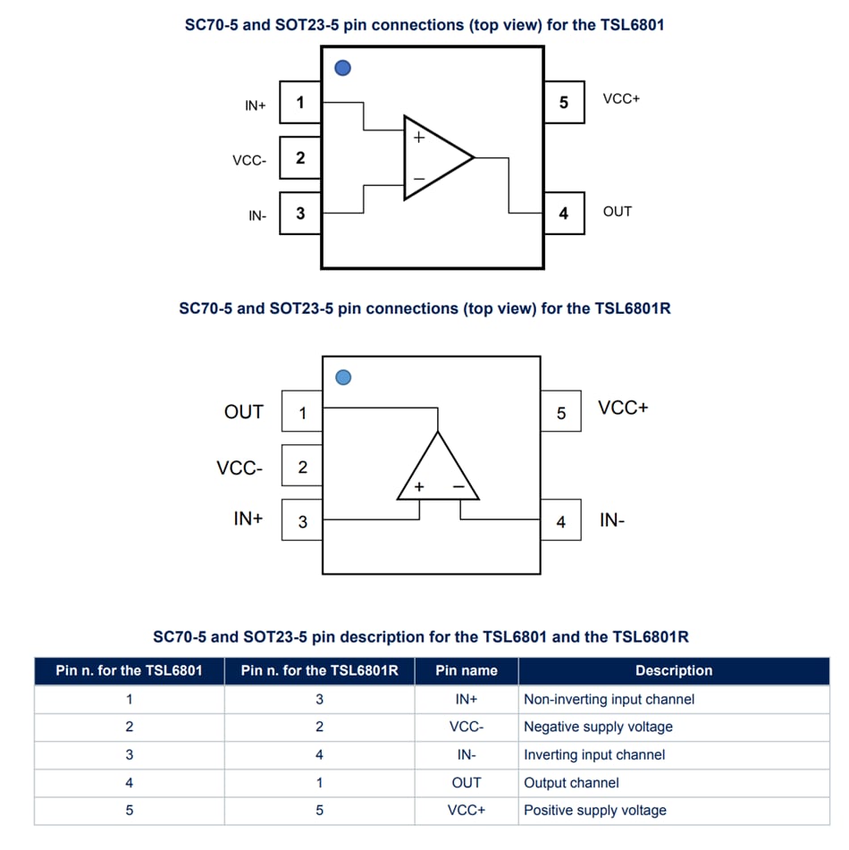 位置电路 - STMicroelectronics TSL6801、TSL6802和TSL6804运算放大器