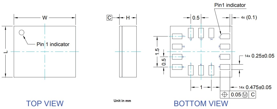 机械图纸 - STMicroelectronics IIS3DWBG1振动传感器