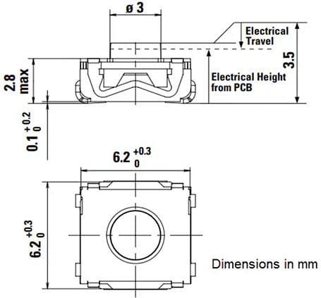 机械图纸 - C&K Switches KSC2 DCT双电路轻触开关