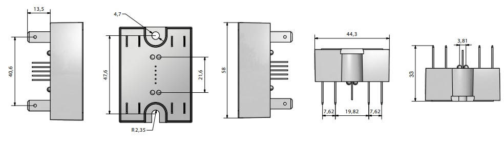 机械图纸 - Littelfuse SRP4-CC节省空间的固态继电器
