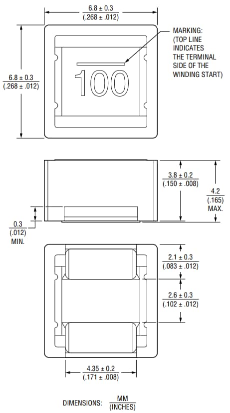 机械图纸 - Bourns SRR6838A汽车用半屏蔽功率电感器