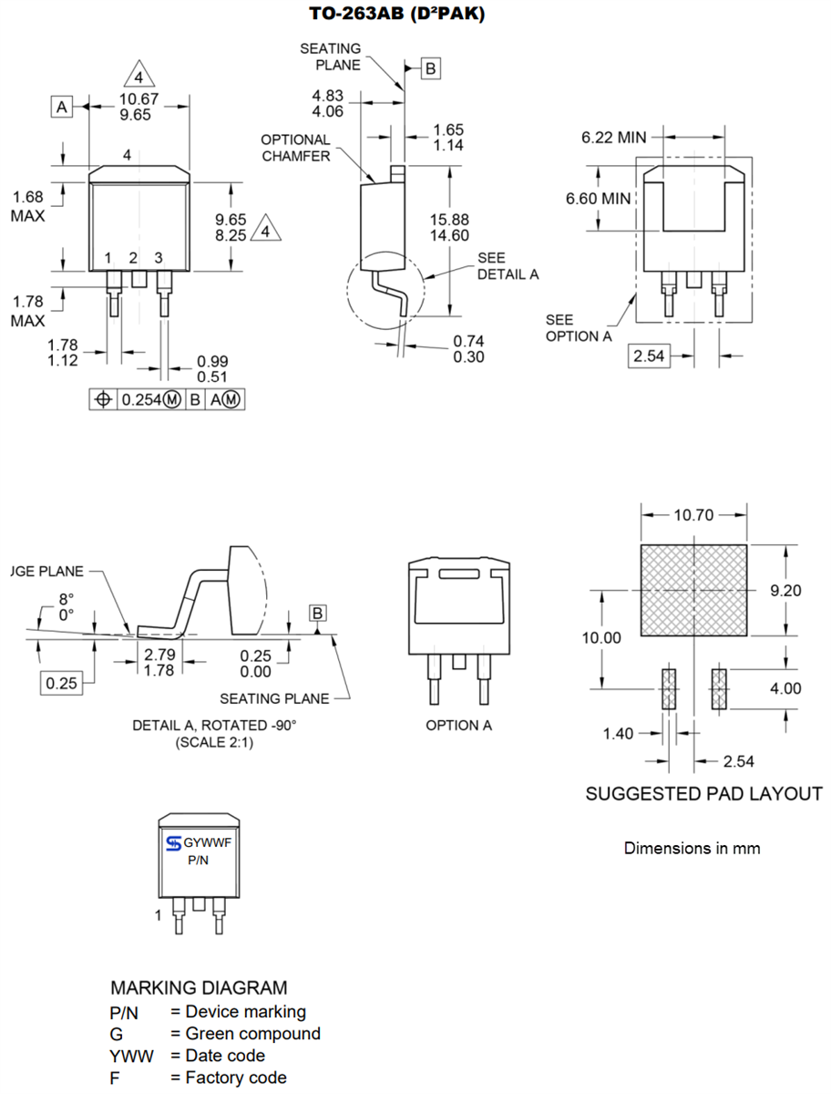 机械图纸 - Taiwan Semiconductor TLDxxAH瞬态电压抑制 (TVS) 二极管