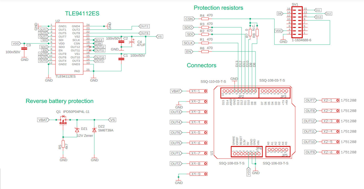 Infineon Technologies TLE94112ES直流电机屏蔽