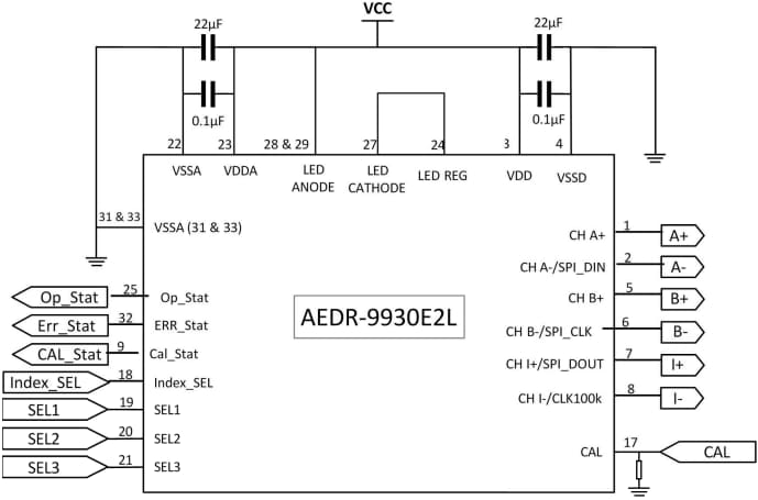 原理图 - Broadcom AEDR-9930E2/9930E2L反射式光学编码器