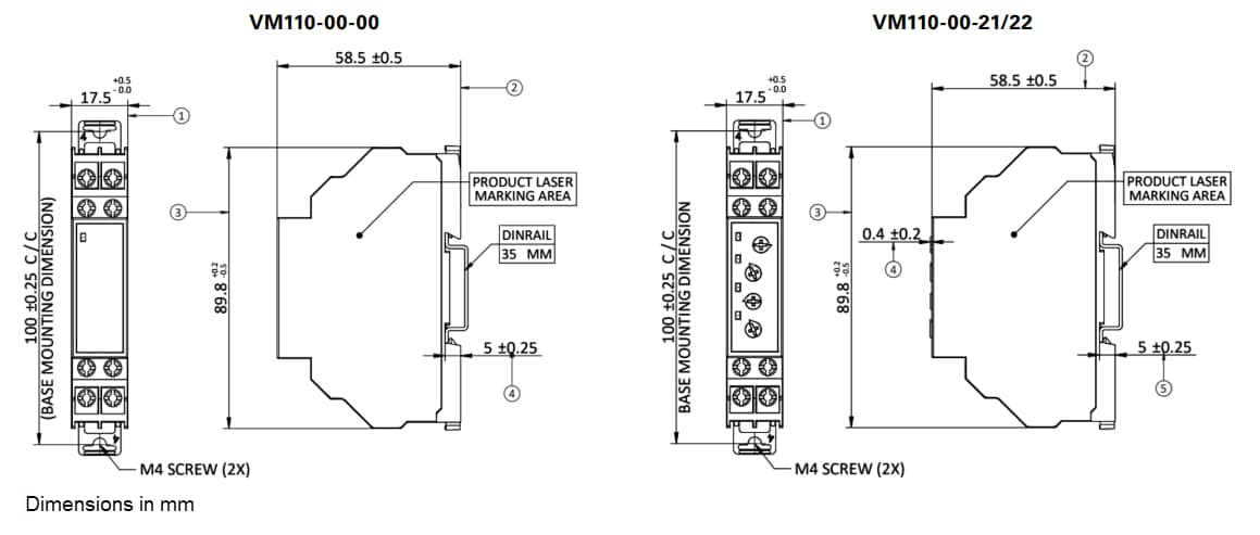机械图纸 - Littelfuse VM110电压监控继电器