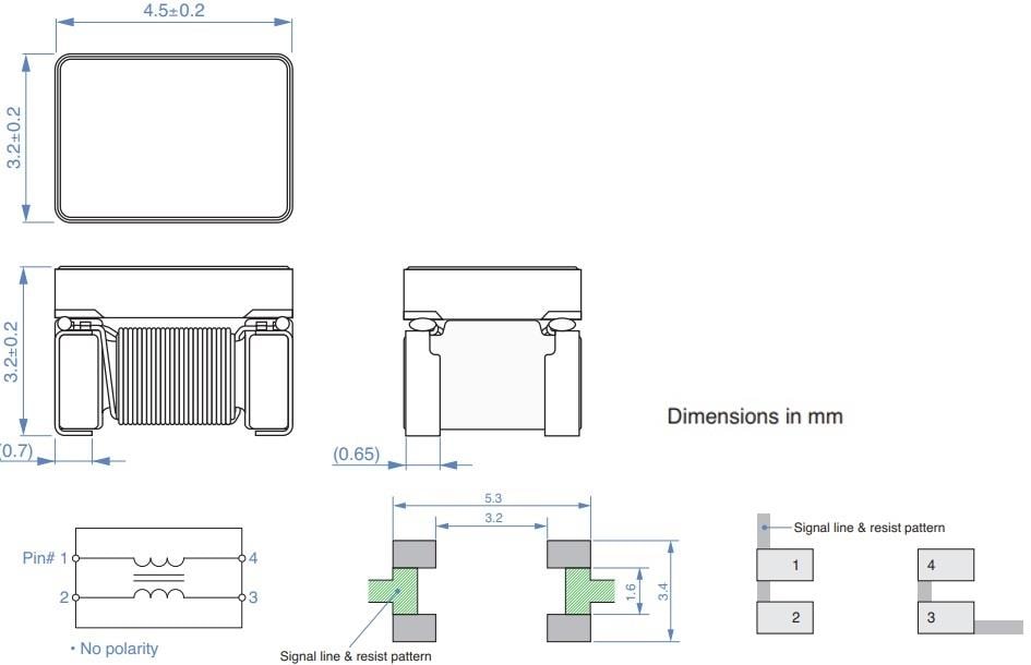 机械图纸 - TDK ADL-VK去耦电感器