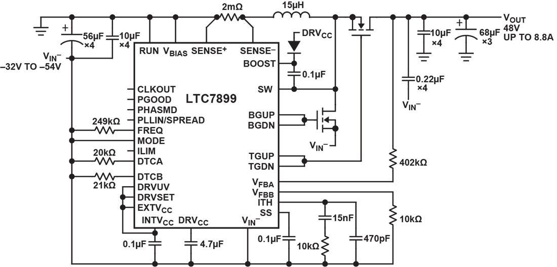 应用电路图 - Analog Devices Inc. LTC7899开关稳压器控制器
