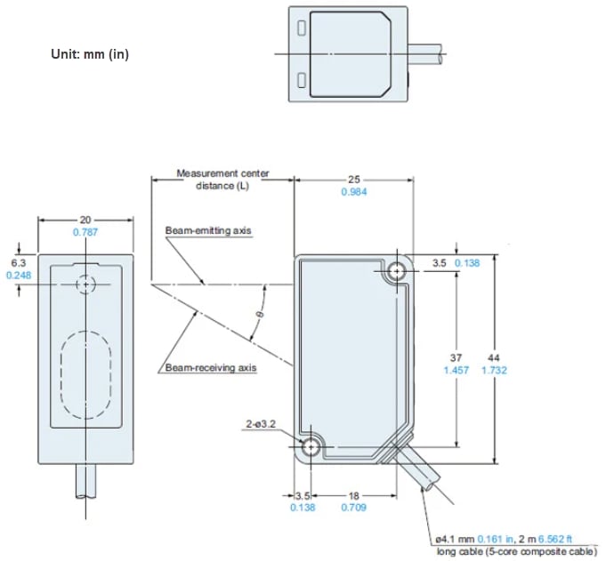 机械图纸 - Panasonic Industrial Automation HG-C1200 CMOS型微型激光位移传感器