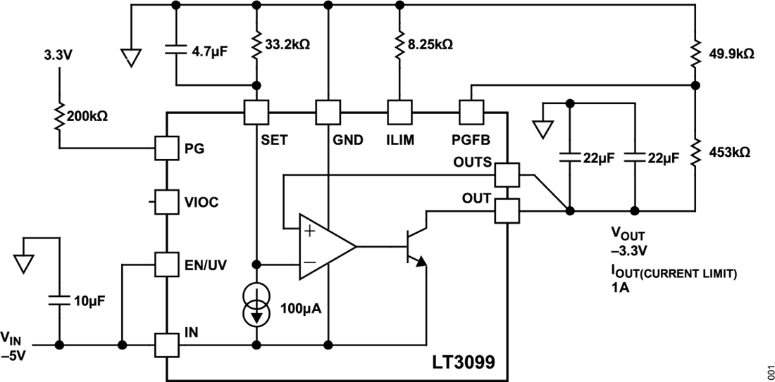 应用电路图 - Analog Devices Inc. LT3099超高PSRR负线性稳压器