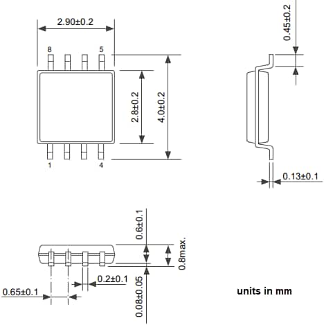 Mechanical Drawing - ABLIC S-82K5A Battery Monitoring IC