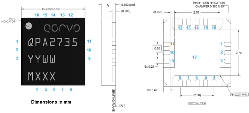机械图纸 - Qorvo QPA2735 GaAs低噪声放大器
