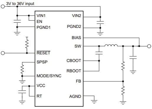 原理图 - Texas Instruments LM614xT-Q1汽车用降压转换器