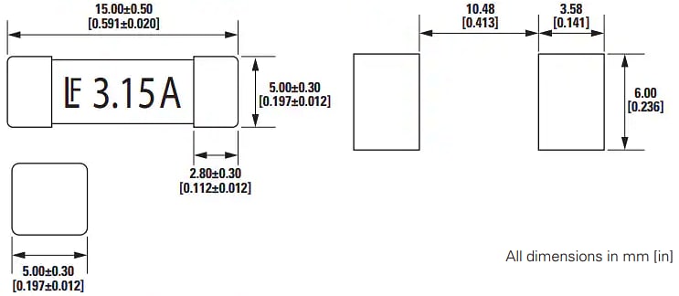 机械图纸 - Littelfuse 415系列SMT保险丝