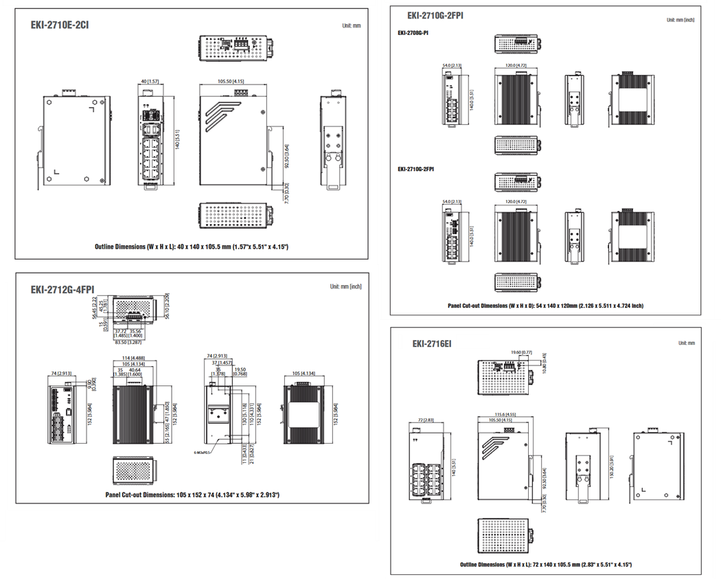 机械图纸 - Advantech EKI-271x非网管型工业交换机