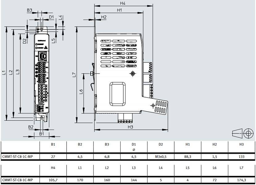 Mechanical Drawing - Festo CMMT-ST Servo Drive