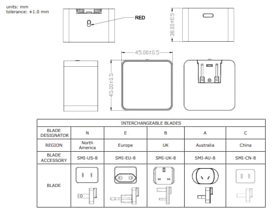机械图纸 - CUI Inc SMI30C交流-直流壁装电源