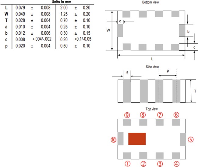 Mechanical Drawing - Johanson Technology 2000PC15C0040001E Integrated Passive Device (IPD)