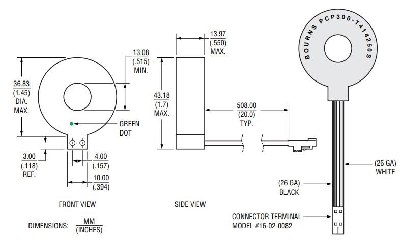 Mechanical Drawing - Bourns PCP300-T414250S Current Transformers