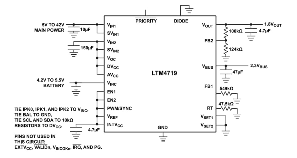 应用电路图 - Analog Devices Inc. LTM4719 µModule®（微模块）稳压器