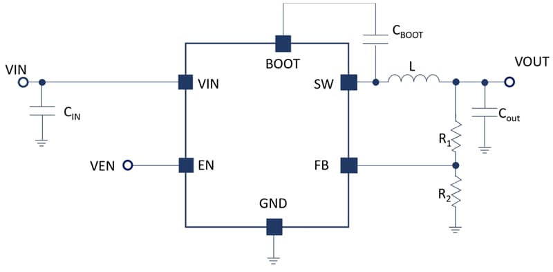 应用电路图 - STMicroelectronics DCP3601同步降压转换器
