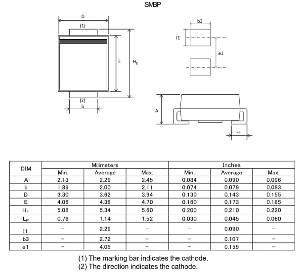机械图纸 - ROHM Semiconductor 超快速恢复二极管