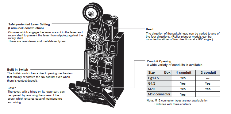 机械图纸 - Omron Industrial Automation D4N安全限位开关
