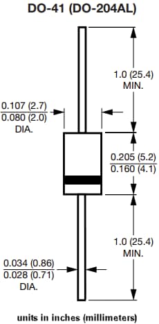 机械图纸 - Vishay 1N3x玻璃钝化结塑料整流器