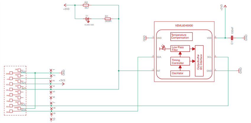原理图 - Vishay Semiconductors VEML6046X00-SB传感器板