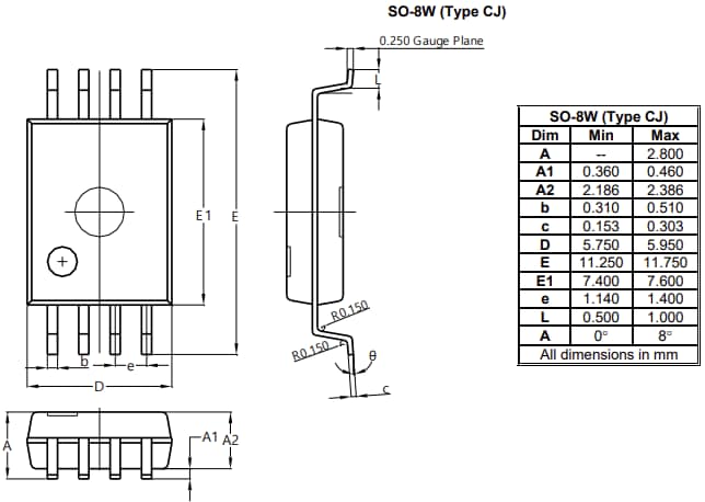机械图纸 - Diodes Incorporated API772X 双通道数字隔离器