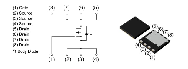 应用电路图 - ROHM Semiconductor RY7P250BM功率MOSFET